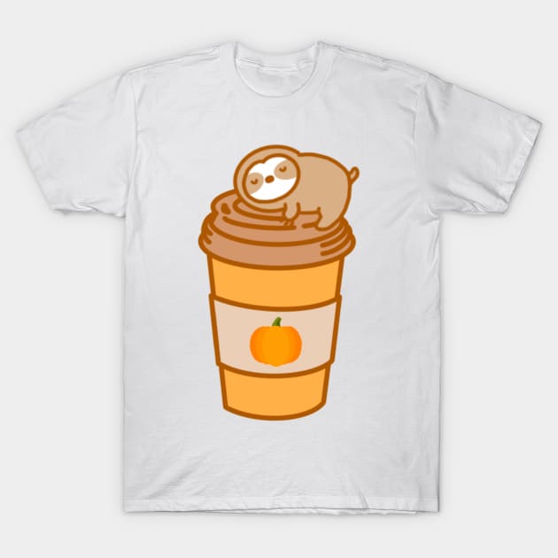 Cute Pumpkin Spice Latte Cup Sloth T-Shirt by theslothinme